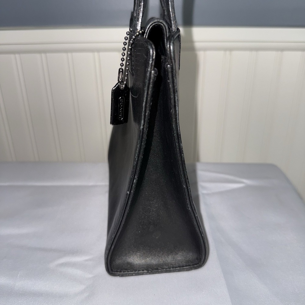 Vintage Coach Black Mini Tote Top Handle Silver Hardware 6152 Bag Purse - Picture 8 of 16